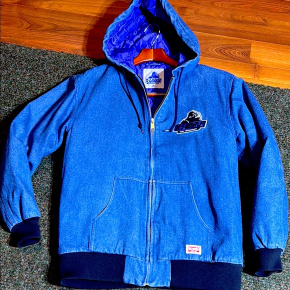 X-LARGE OLD OG ACTIVE DENIM QUILTED HOODED JACKET - JPN - Picture 1 of 13
